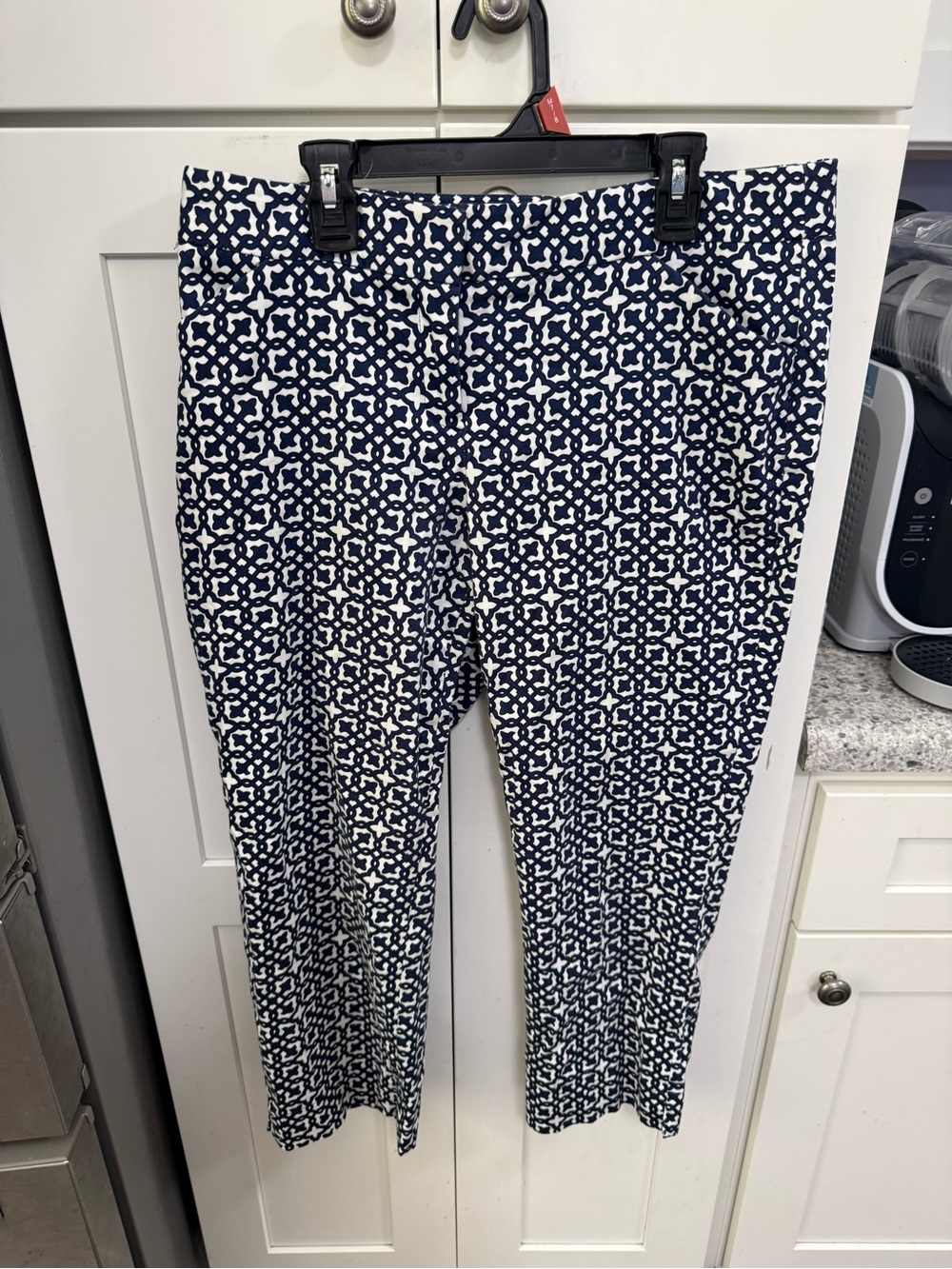 Laundry By Shelli Segal Navy and White Geometric Stretch Chinos